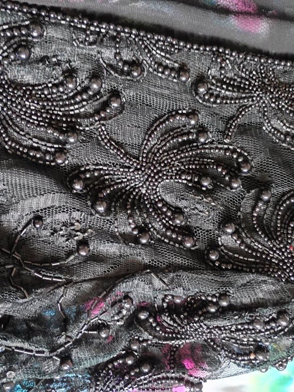 ELEGANT Black Embroidered Beaded Lace Jacket Size 14